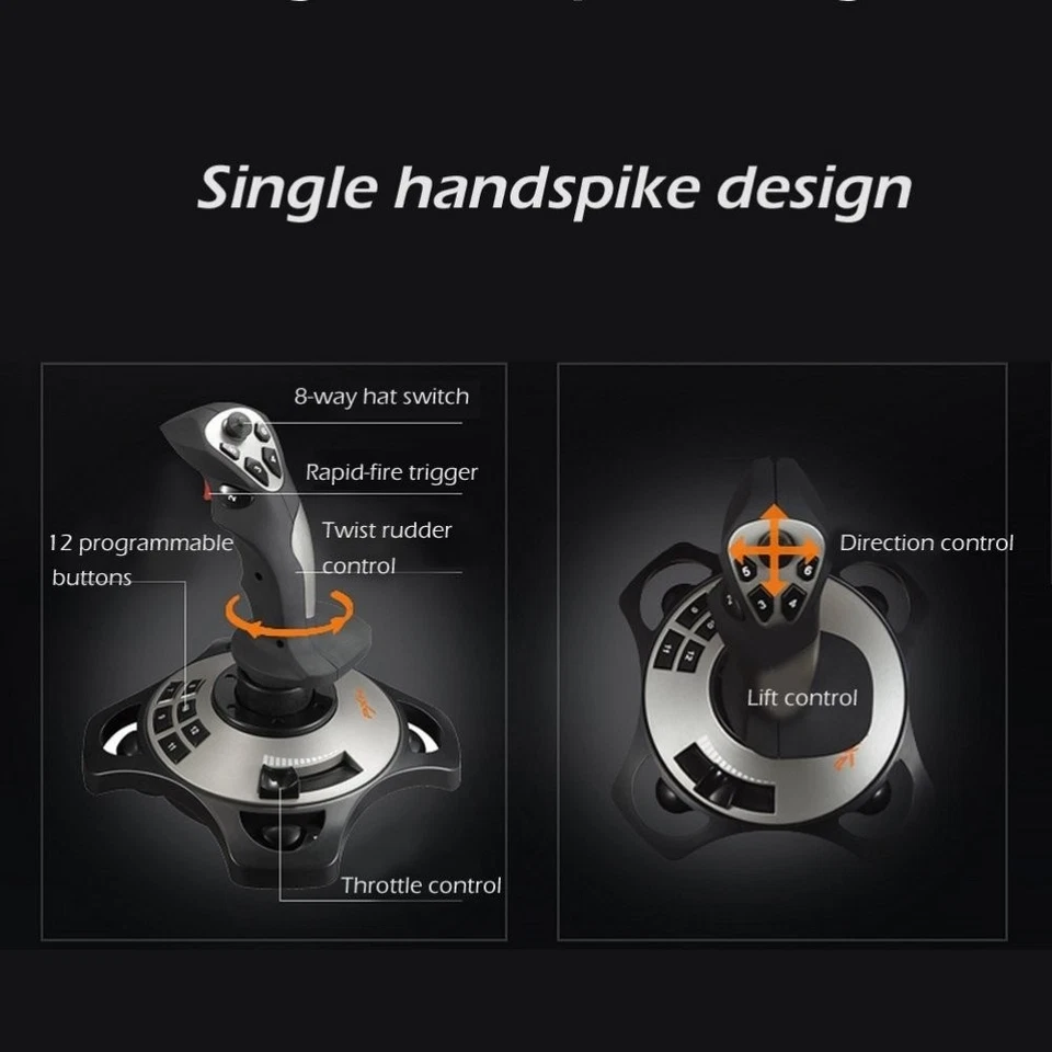 USB Flight Simulator Joystick with Vibration & Throttle for Windows PC - Image 2 of 4