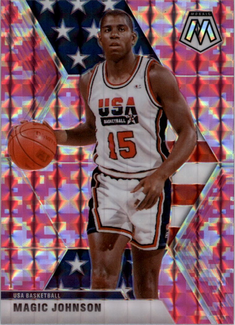 2019-20 Panini Mosaic Mosaic Pink Camo #255 Magic Johnson - BSK
