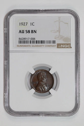 1927 LINCOLN WHEAT CENT NGC AU58 BN