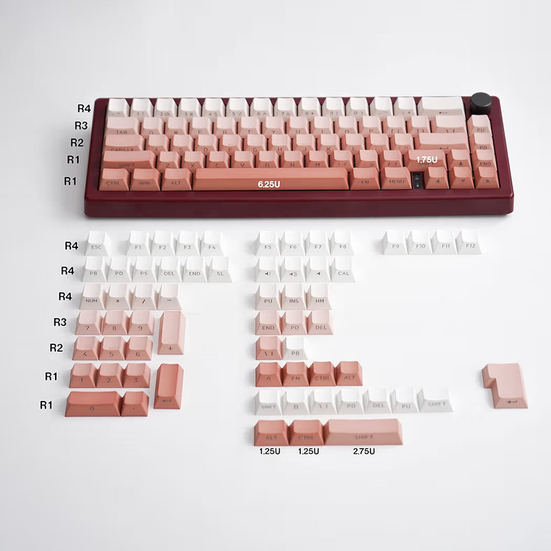 Side Printed PBT Double-Shot gradient Keycaps 133 Key Cherry profile caps