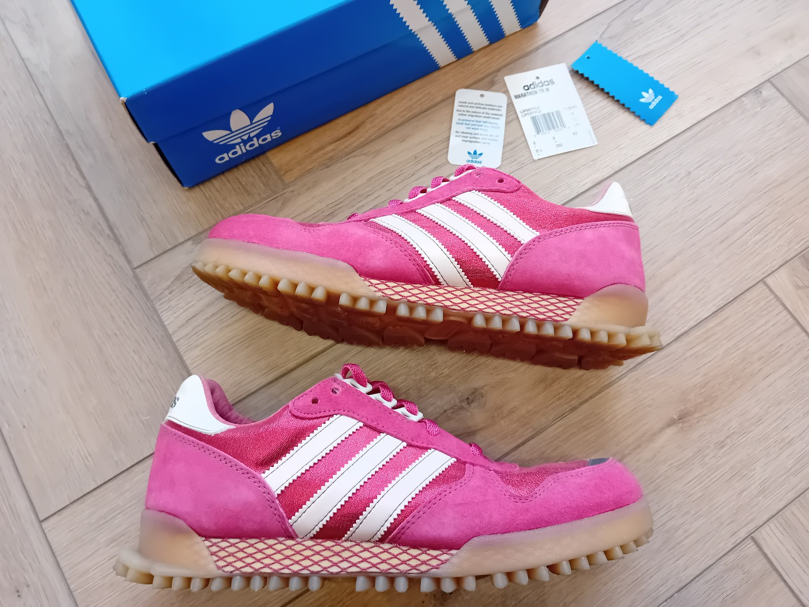 ADIDAS MARATHON TR W TRAINERS SIZE 8 PINK GLITTER DISCO IVORY RSEFLA 2000s image 3