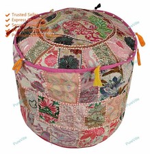 Boho Pouf Fleuri Ottomane Ancien Indien repose-pieds Ethnique Salle À Manger