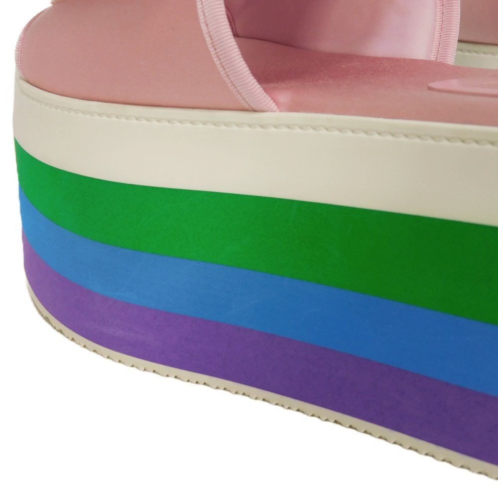 GUCCI Sandals Trefoil Platform 38 1/2 Pink Thick Sole Multicolor 25.5cm Logo Sil thumbnail 13
