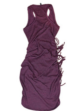 Express Women’s Sleeveless Bodycon Dress Small Burgundy Fringe Ruched Side Mini