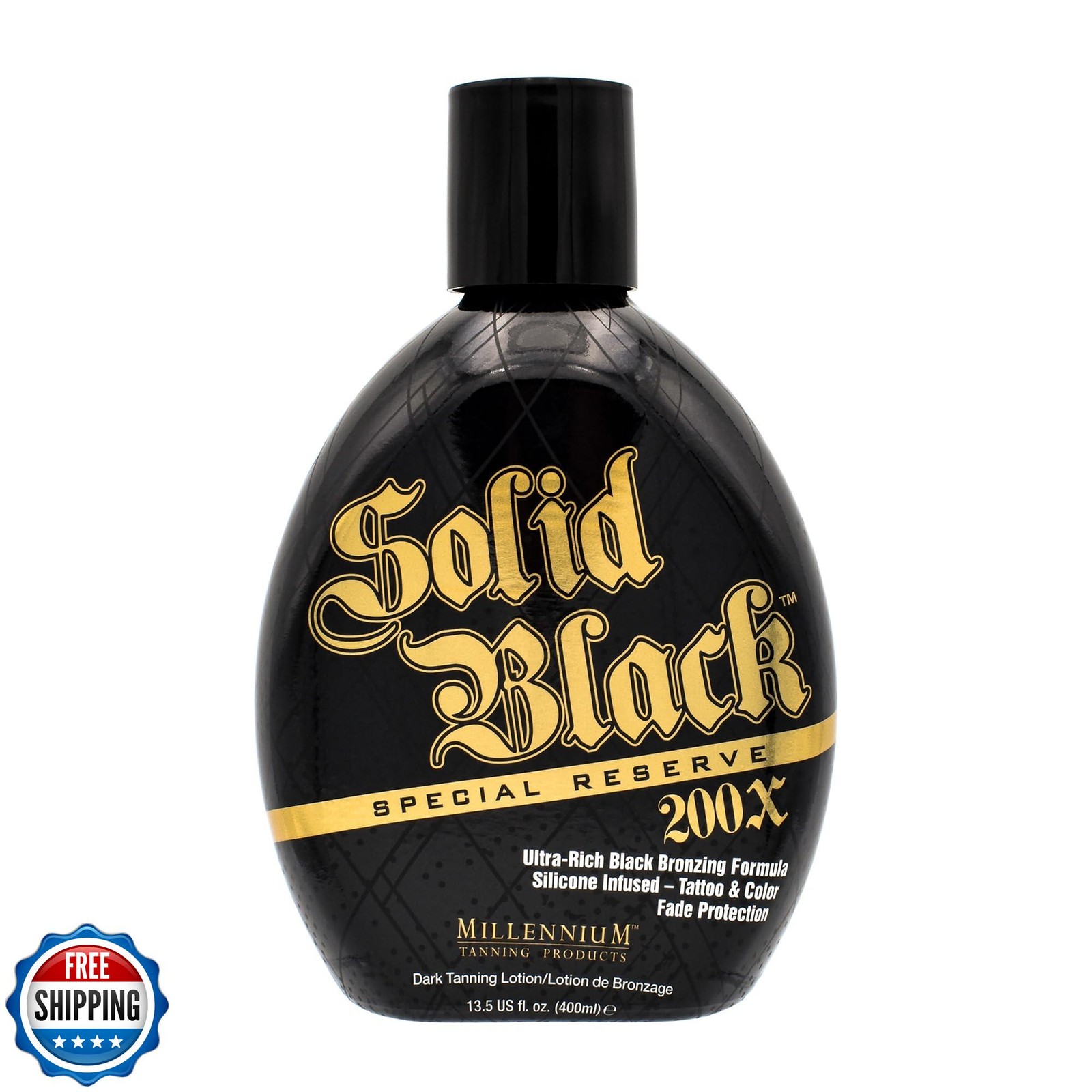 Millennium Tanning Solid Black Special Reserve 200X Dark Tanning Lotion with Tattoo Protection