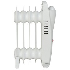 Oil Filled Radiator Electric Portable Compact Freestanding White Plug-In 500W