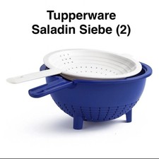 Tupperware Saladin Siebe Doppelsieb Set blau weiß NEU Siebservierer Tupper D12
