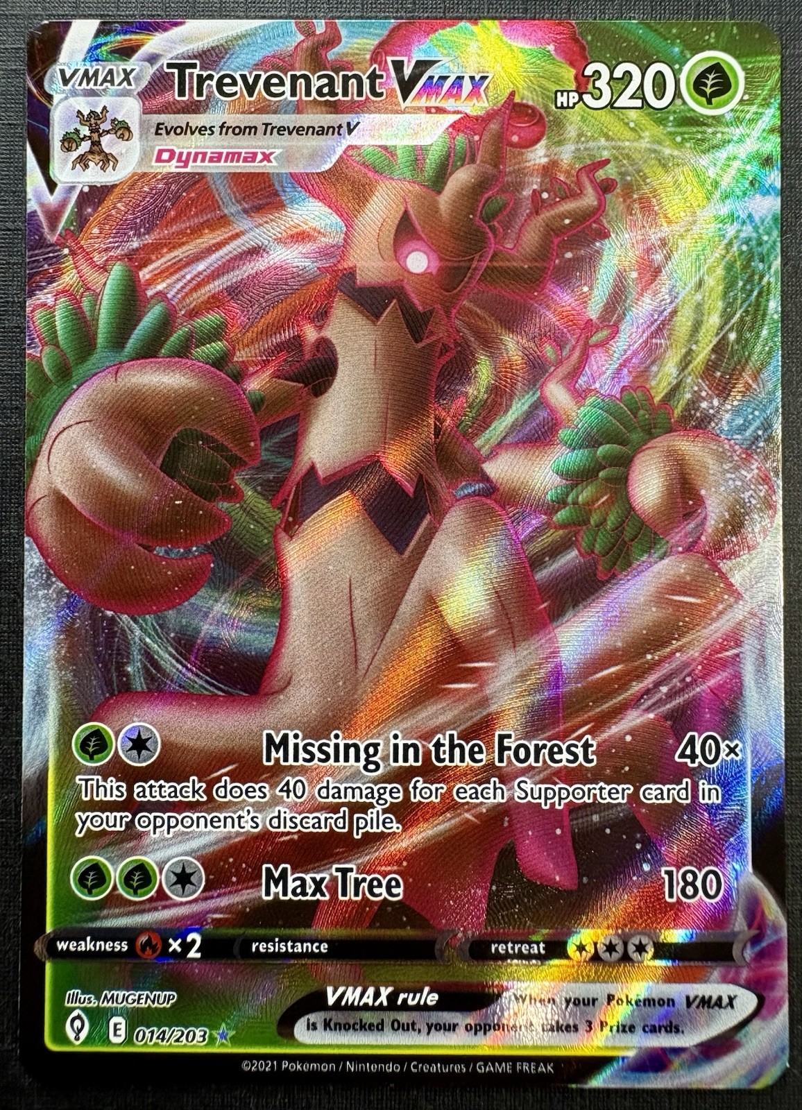 Pokémon - Trevenant VMAX 14/203 - ULTRA RARE HOLO - Evolving Skies - English