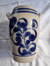 Westerwälder Steingut Gurken Topf mit Henkel Grau-blau Keramik Vintage