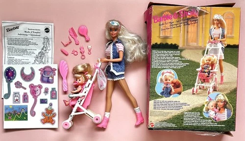 🤍 Barbie 🤍 1995 Vintage Strollin Fun Doll w/ Shelly Box & Accessories #3063