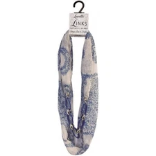 Lavello LINKS Blue Floral Infinity Scarf With Necklace Accent