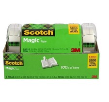 Scotch Magic Tape,  " x 850", Matte-Finish, Invisible Tape - 6 x 2  12ct/Pack 