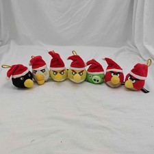 Lot Of 7 Angry Birds Seasons 3 Plush Christmas Ornament Santa Hat