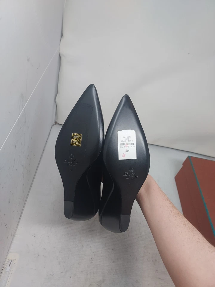 Loro Piana EU 41 US 11 MUJER Nuevo Negro Viola Zapato de Tacón de Cuero con Cuña Alta Foto 3 de 4