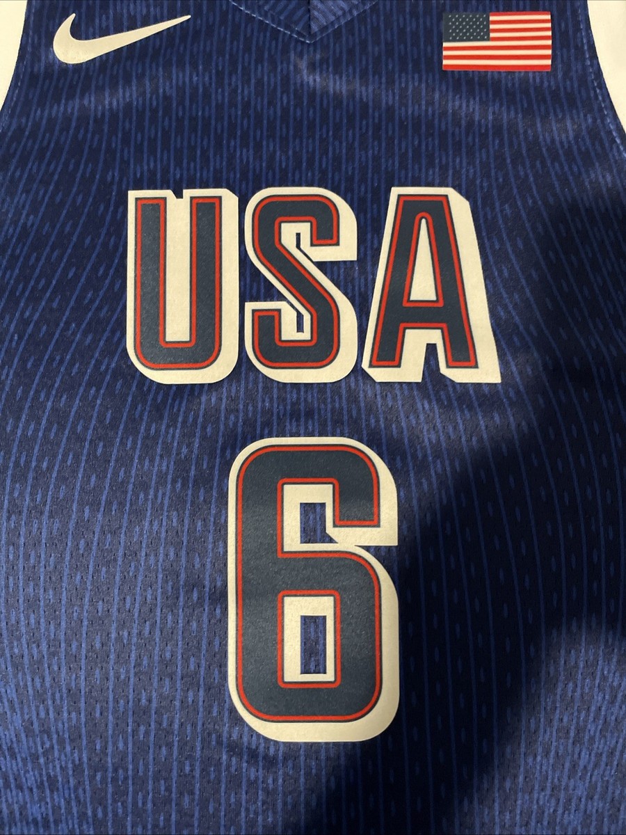 Nike Team USA LeBron James #6 2024 Jersey Royal Blue Youth Medium