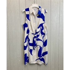 Nine West Blue White Floral Sleeveless Dress Large NWT