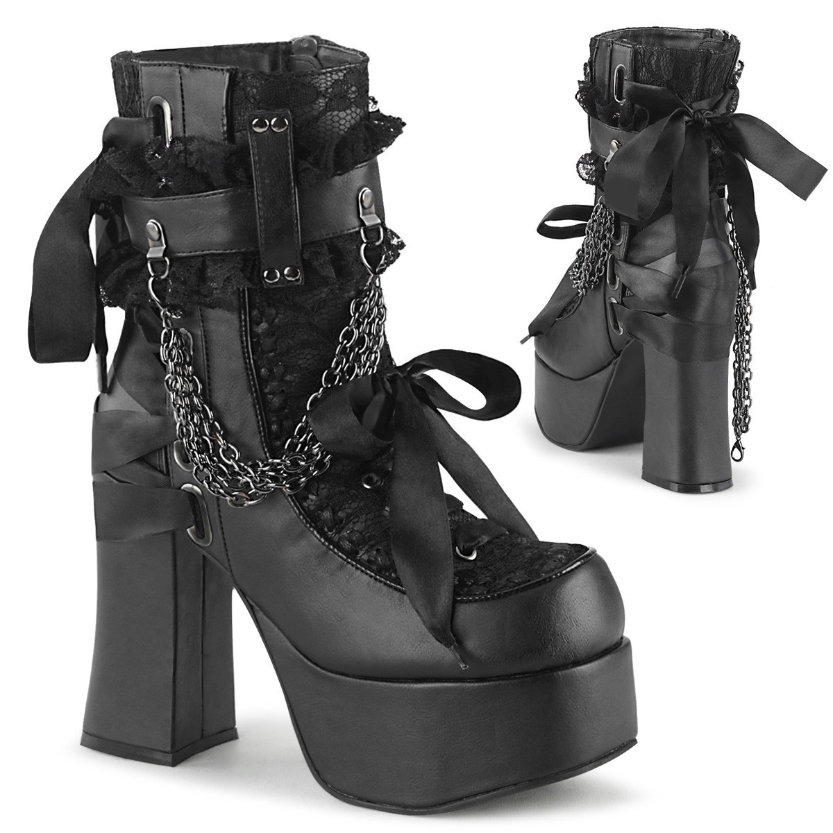 Black Velvet Lace Victorian Romantic Goth Steampunk Platform Shoes