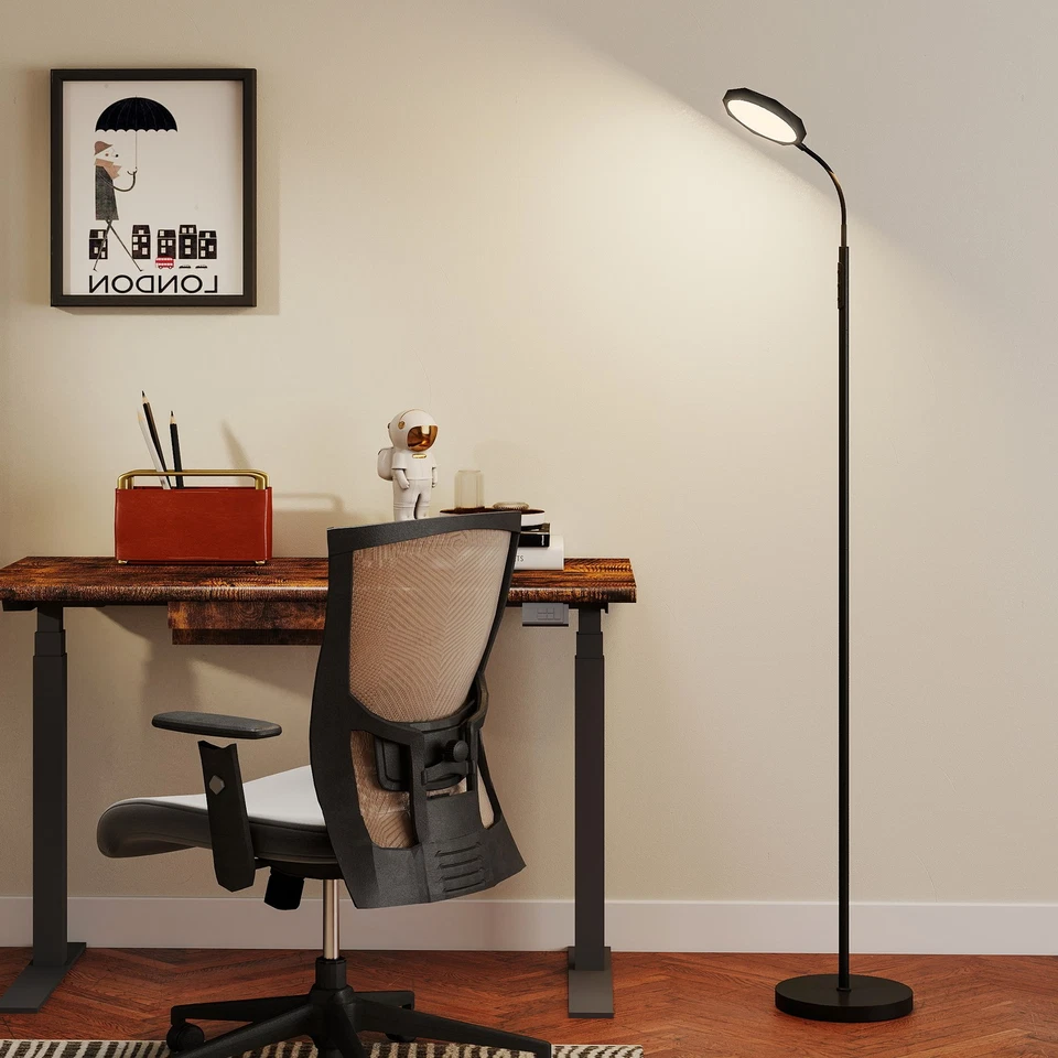 HOMCOM Lampada da Terra LED Regolabile con Telecomando e Testa Girevole Nero - Immagine 3 di 4