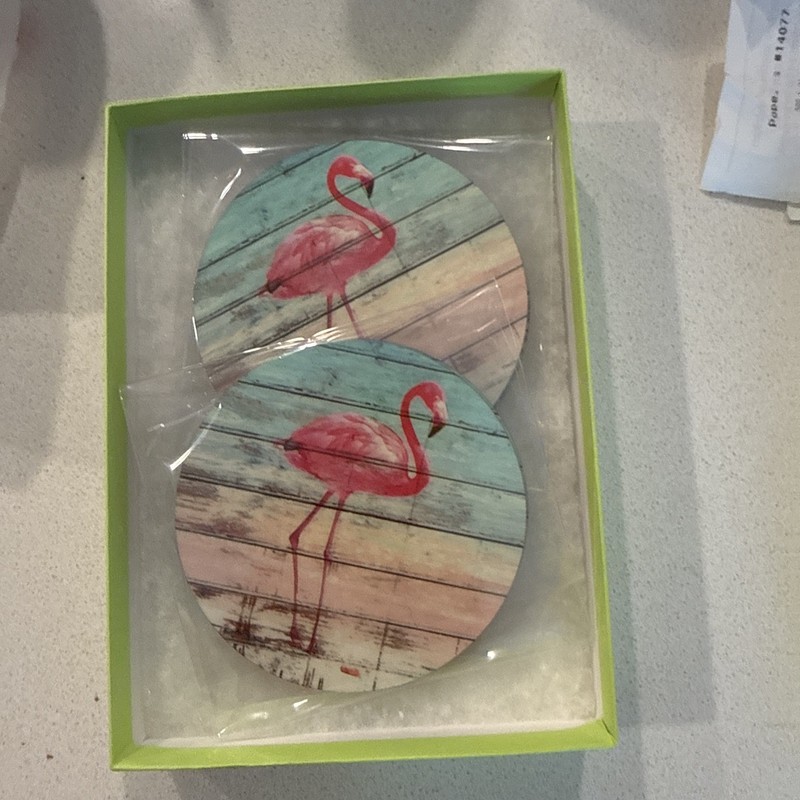 Art Press Studio Drink Coasters With Flamingos NEW In Box