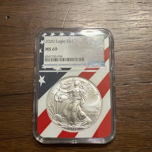2020 American Eagle $1 Silver Coin Flag Core MS-69 1oz NGC