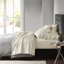 Madison Park 800 Thread Count Cotton Sateen Queen Deep Pocket Sheet Set Ivory