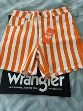 Whataburger Wrangler Cowboy Sz 29 Orange White High Rise Shorts Texas Longhorns
