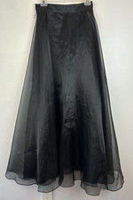 Vtg Chiffon Maxi Skirt Womens 8 Triple Layer Black Whimsigoth Flowy Event Read