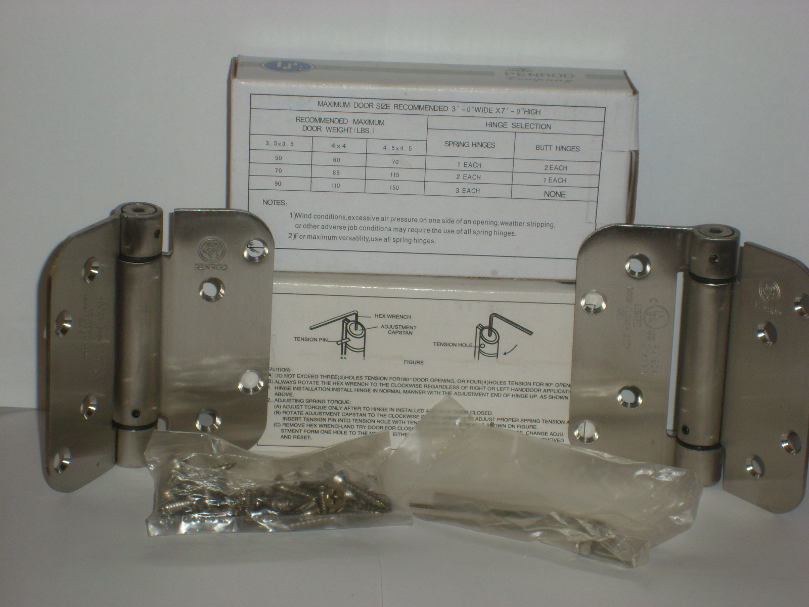 1 pair PELLA STAINLESS STEEL SPRING 4" Hinges 5/8" SELF CLOSING by