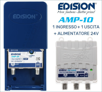 Kit Antenna Tv Digitale Terrestre Da Esterno Ad Alto Guadagno DVB-T2 Completo Di Amplificatore Di Segnale Da Palo Da 32dB