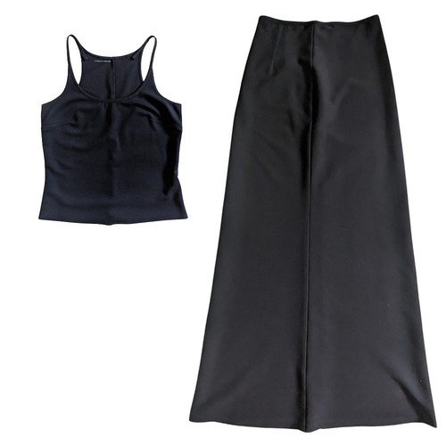 Charles Chang-Lima Womens Black Maxi Skirt Tank Top Blouse Suit Set Size 4 Rayon