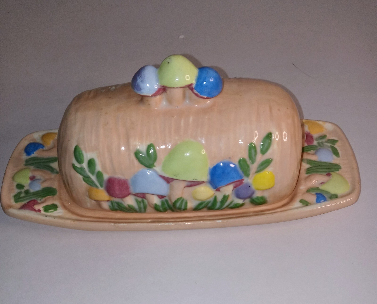 Vintage Retro 70's Hand Painted Kitschy Mushroom Butter Dish eBay