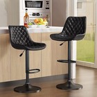 Bar Stools Set of 2, Adjustable Counter Height Leather Bar Stools Back, Modern