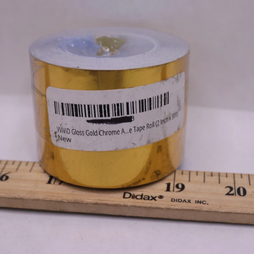 Rollo de cinta adhesiva de vinilo de liberación de aire brillante vívido cromo dorado 2" x 30 pies Foto 3 de 4