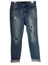 CATHERINE MALANDRINO Med. Wash Denim Distress/Destroyed Skinny Jeans Sz. 8