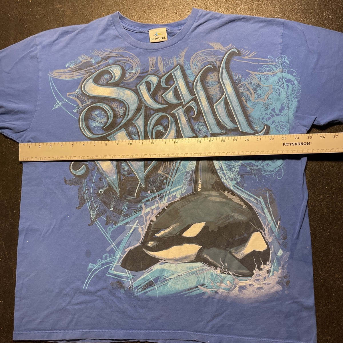 Vintage 90s Sea World Big Logo Orca Killer Whale Double Sided 
