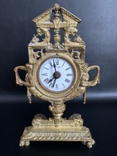 Antike alte mechanische Tischuhr mit Wecker Funktion Messing 19Jhd gemarkt 21cm