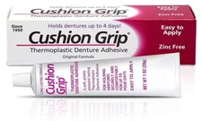 Cushion Grip Thermoplastic Denture Adhesive 1 Oz - 100% Waterproof & Zinc Free