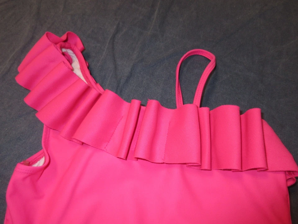 Traje de baño para niñas de 1 pieza de KATE MACK - Talla 10 - Rosa brillante con volantes Foto 2 de 2