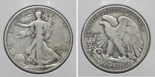 D102  1920-S Liberty Walking Half Dollar 50c, VF