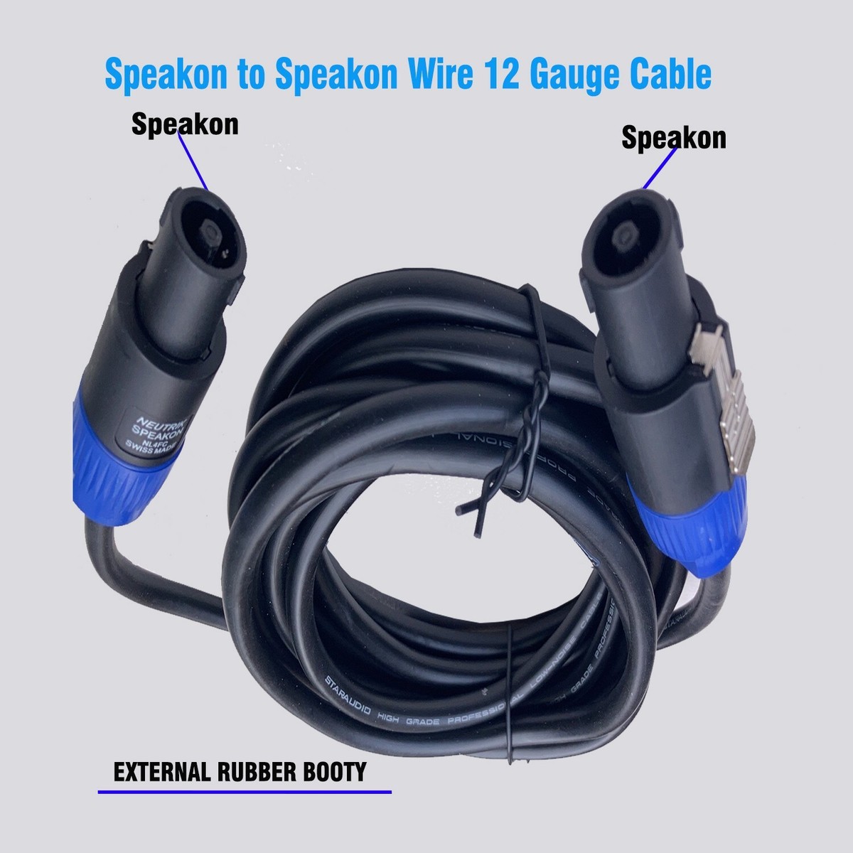 Audibax Silver Cable Speakon à Speakon 15 Mètres - Câble Audio Professionnel Pour Haut-Parleurs