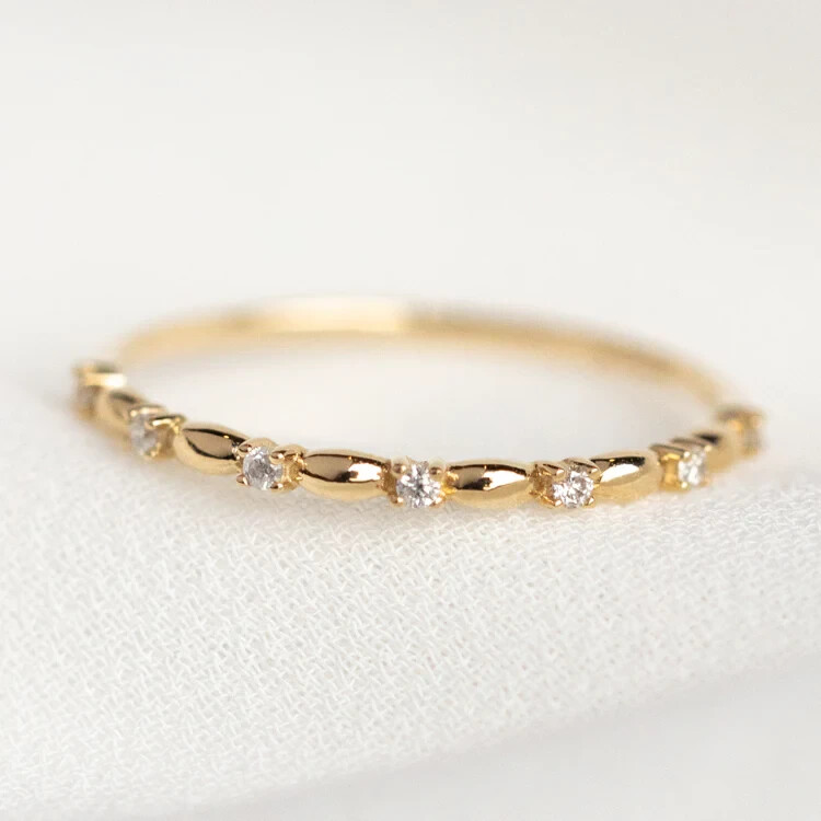 0.06CT Lab-Grown Diamond Pure 10K Yellow Gold Women Delicate Celebration Band