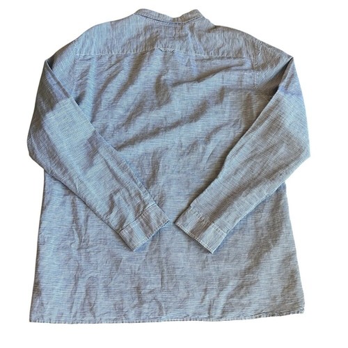 Vince Shirt Men's XL Blue & White Stripe Linen/Cotton Long Sleeve Button Down - Picture 3 of 10