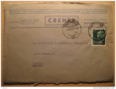 SANTANDER 1956 A Montgat Barcelona Sello Stamp Franco CRENEX Publicidad Sobre Co