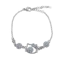 Hello Kitty bracelet silver tone with Crystals.