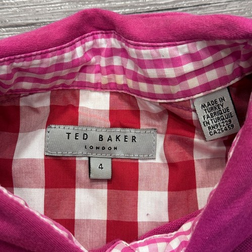 Camisa Polo Ted Baker Para Hombres 4 Bolsillos Henley Rosa Western Manga Corta Cuello - Imagen 5 de 10