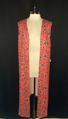 NEW LULAROE Size L Joy Vest Orange Blue Southwest