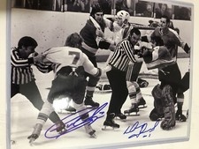 St. Louis BLUES Garry UNGER FIGHTS Doug FAVELL FLYERS 8X10 SIGNED by BOTH COA