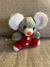 Vintage RUSS Plush JILLY Gray MOUSE Red Body Stuffed Animal Christmas Holiday