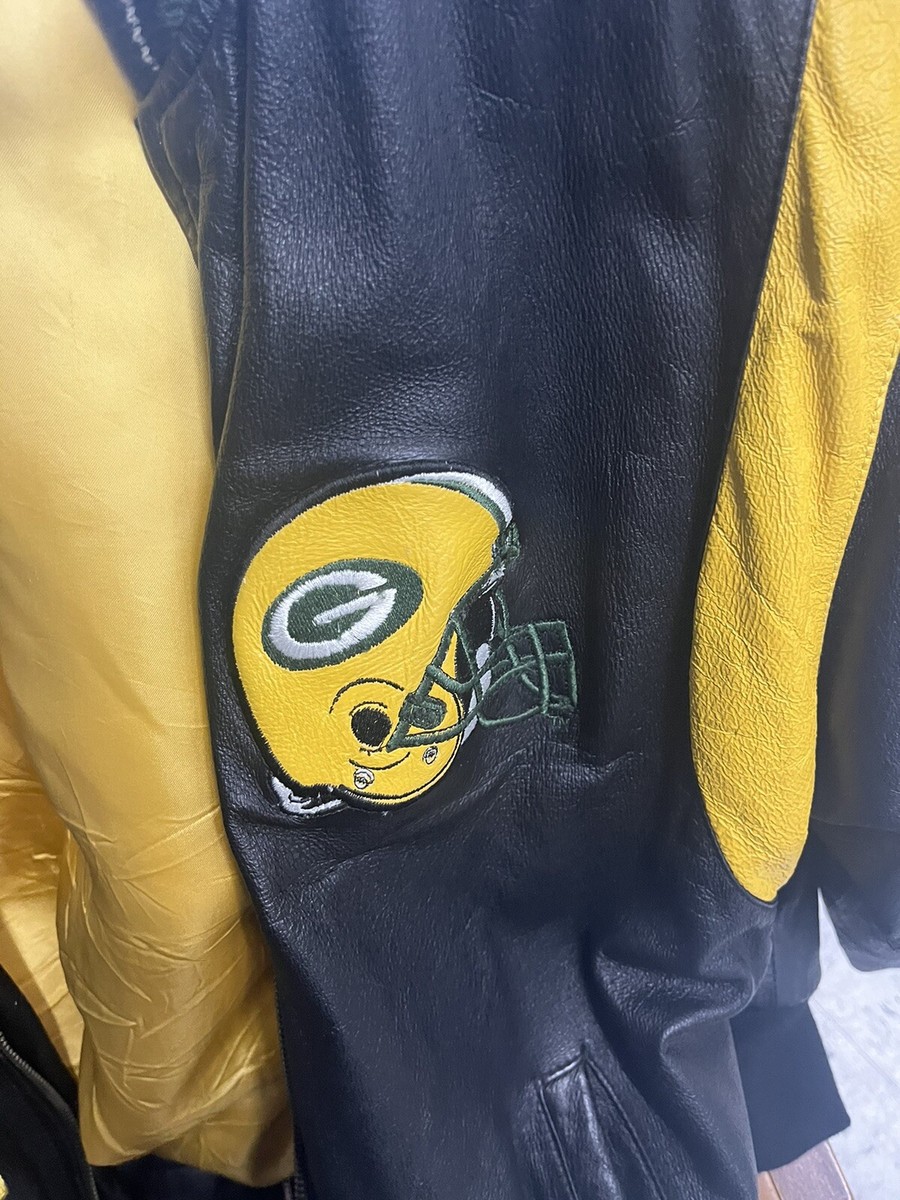 Green Bay Packers Leather Jacket Mens Glll Carl Banks Medium