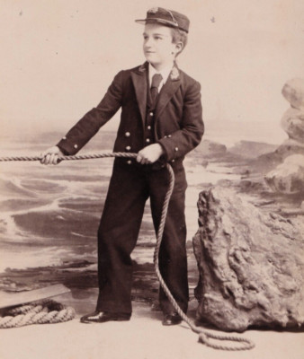 Viktorianische Kabinettkarte Foto Junge Matrose Outfit Seil Hollis Karre in Möbeln